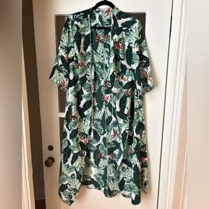 Rachel Zoe Green and White Leaf Print Kimono